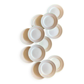 Set of 12 vintage flat plates, Jeannio de Gien model
