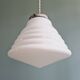 Art Deco conical pendant light in white opaline, 1920s-30s