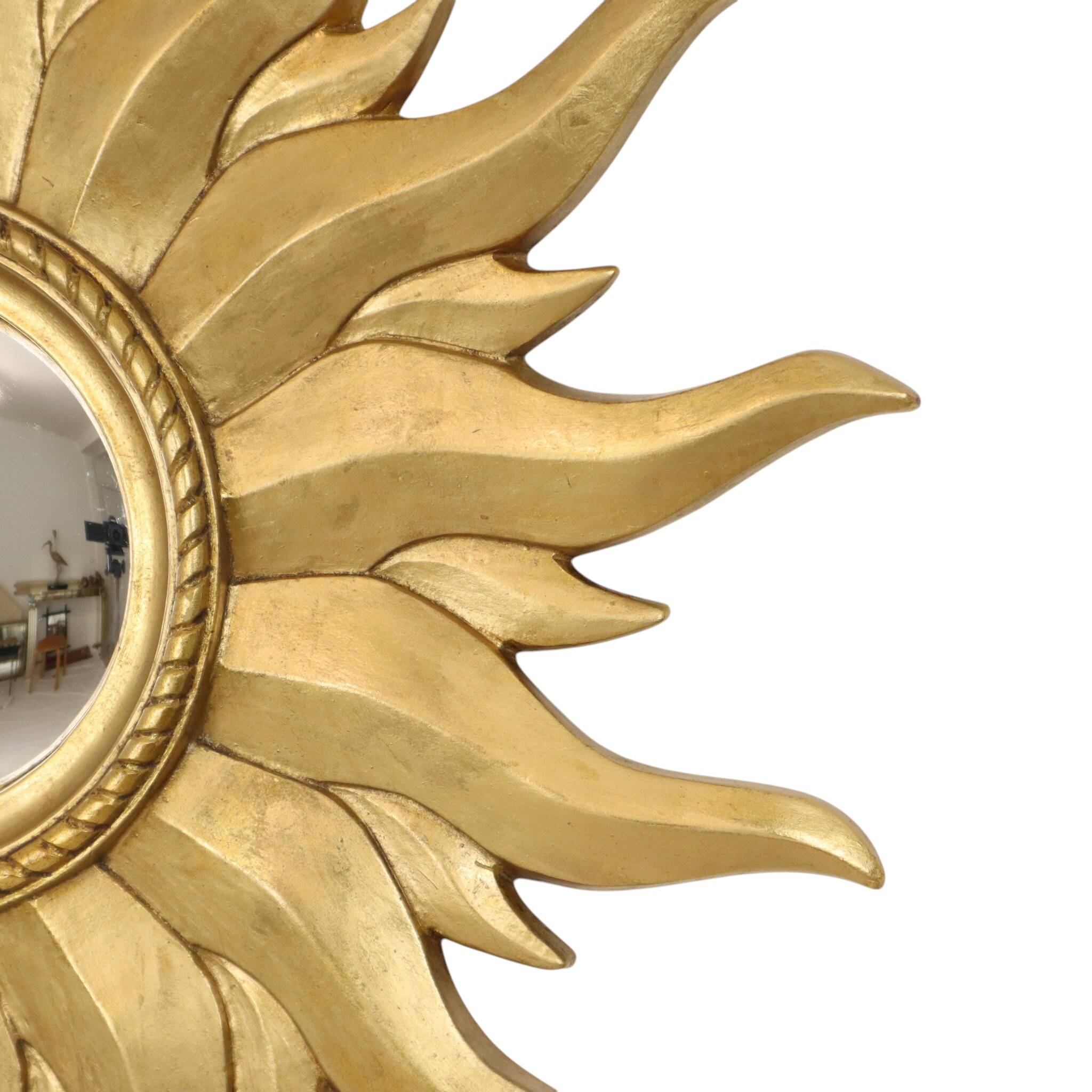 Vintage Gold Sunburst Convex Mirror 54cm