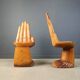 Pair of hand shaped teak chairs, 1970s