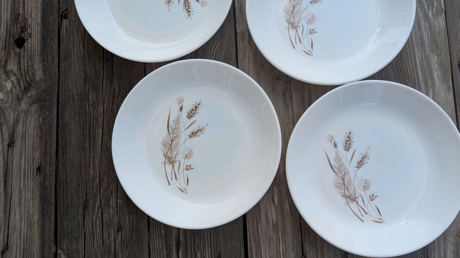4 deep plates Sovirel in white opaline (1970)
