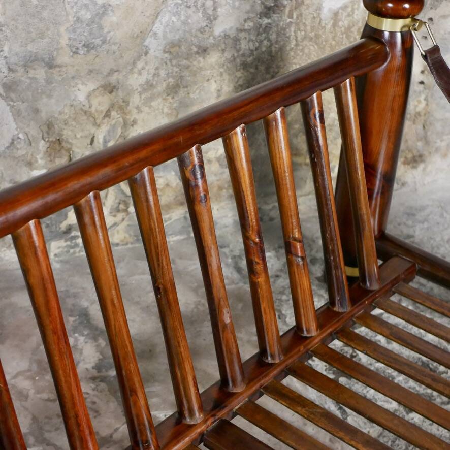 Wood and brass sofa frame, Italy, 1970s