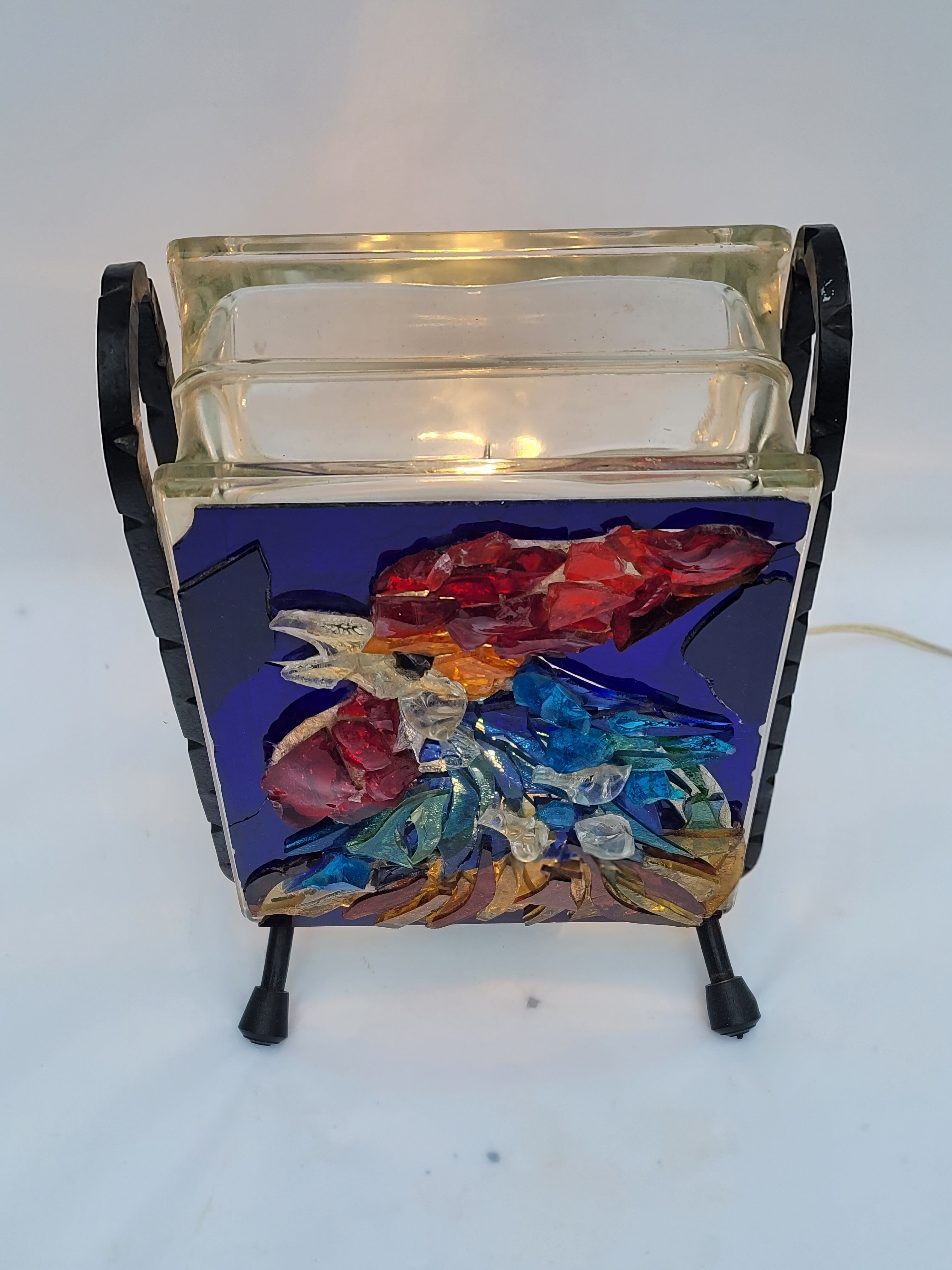 Lamp atmosphere vintage rooster in glass mosaic 1960
