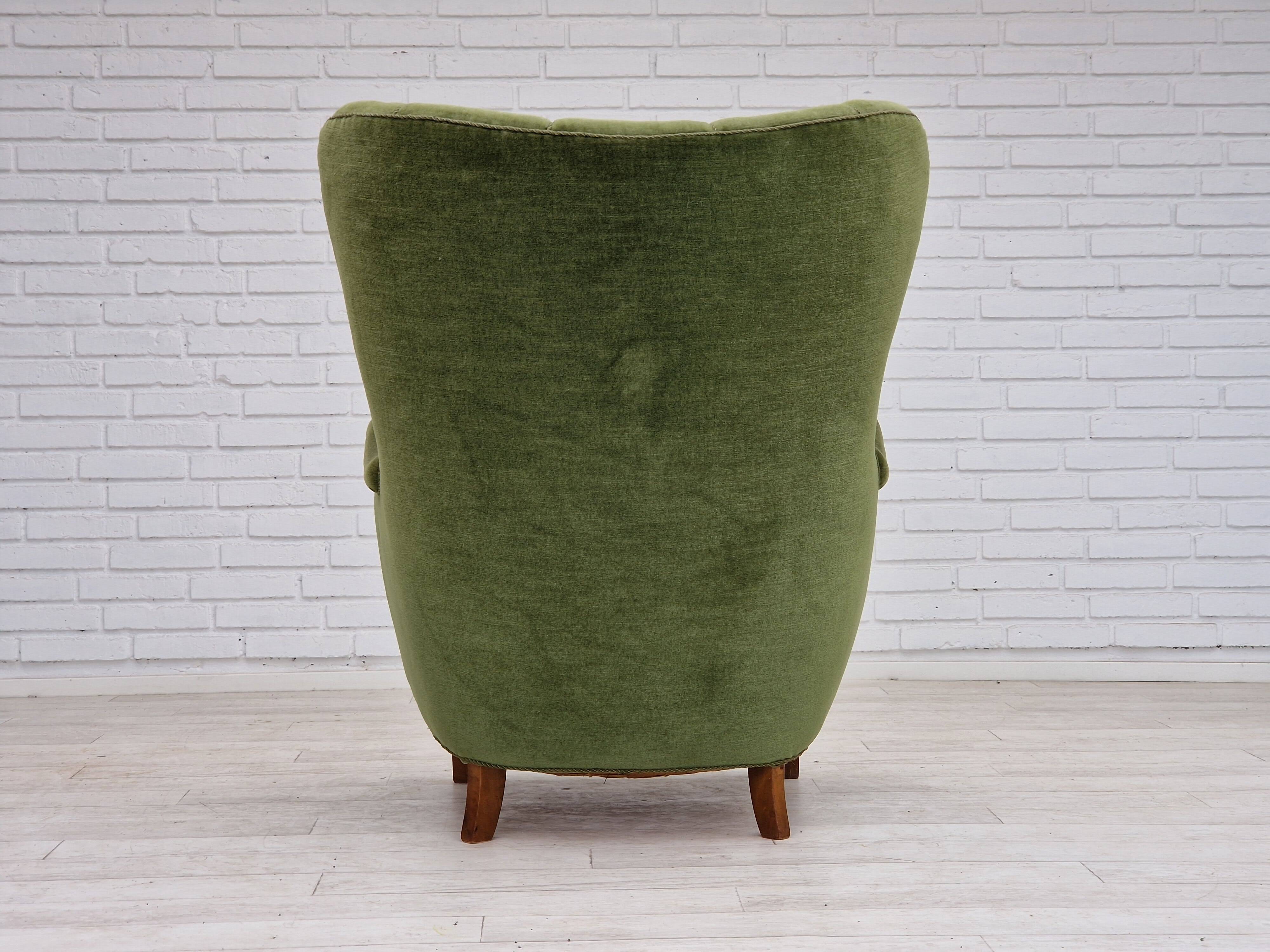 1960s, danish design, velour relax chair with footstool, original condition.