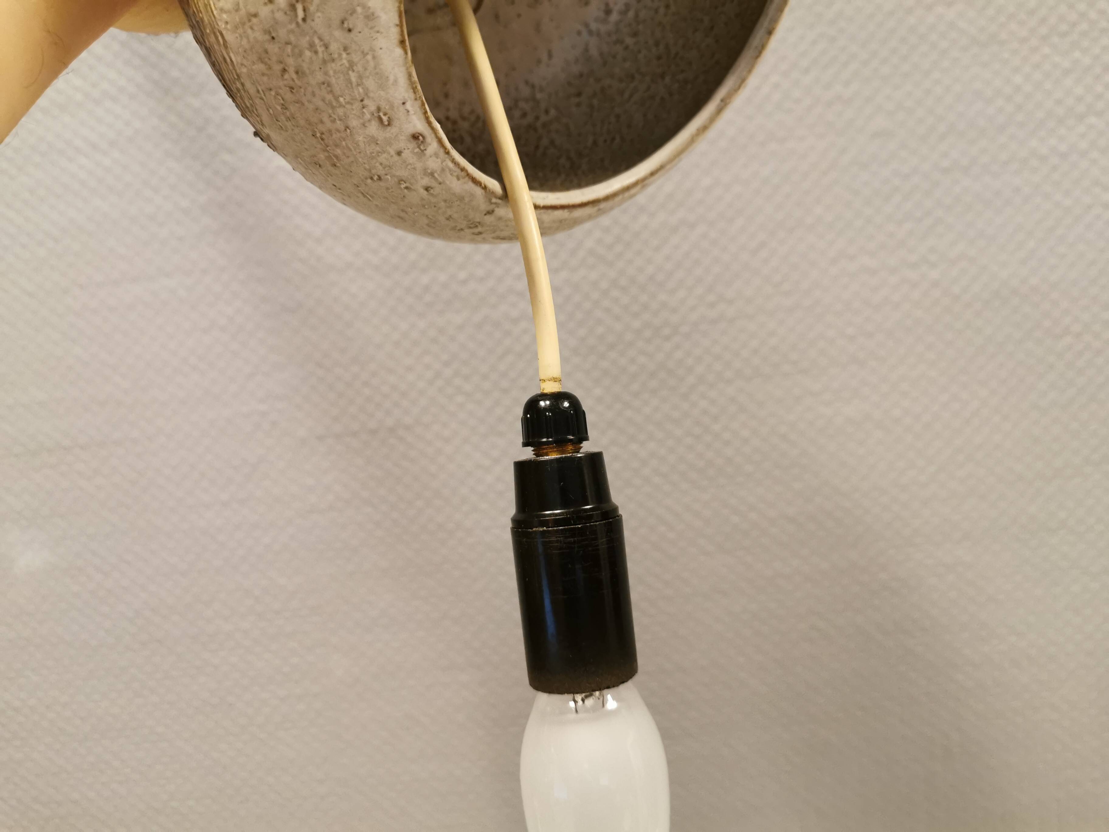 Small ceramic hanging lamp, by Danish Axel Larsen for his own company Axella,stamped inside the lamp