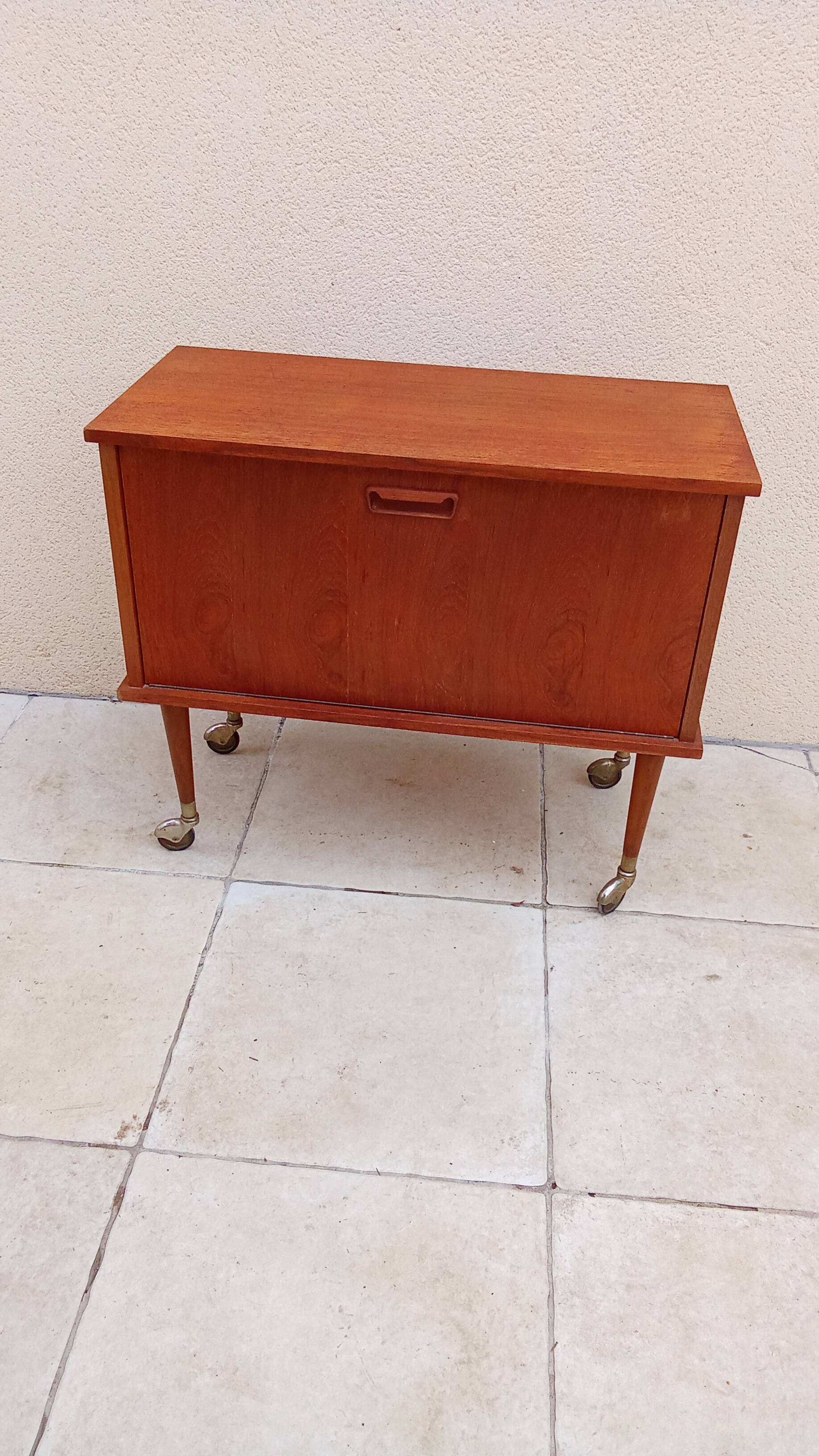 Scandinavian vintage teak TV bar cabinet