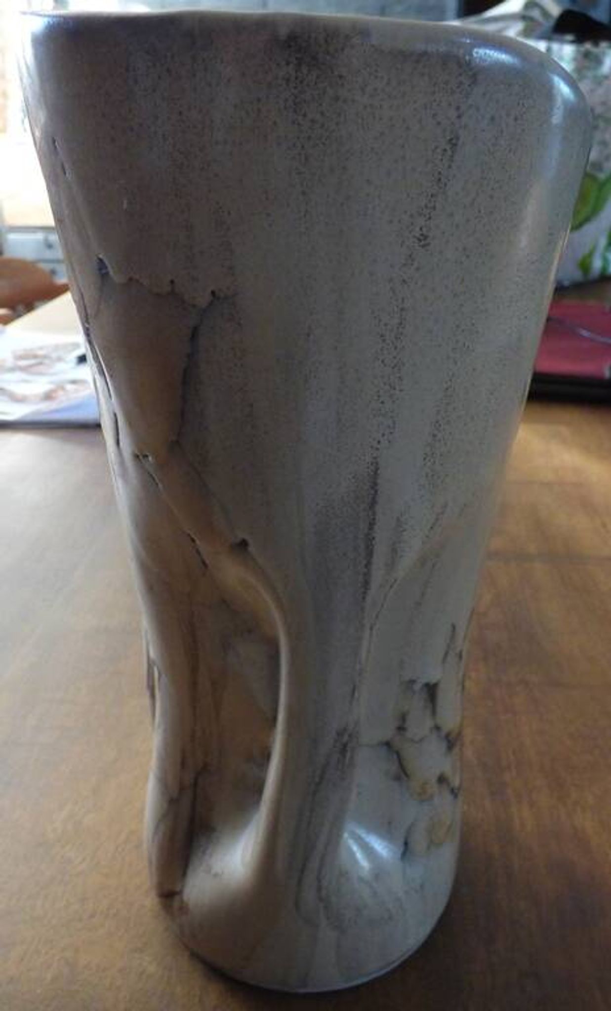 Beige vase by vallauris with flower pattern - excellent condition