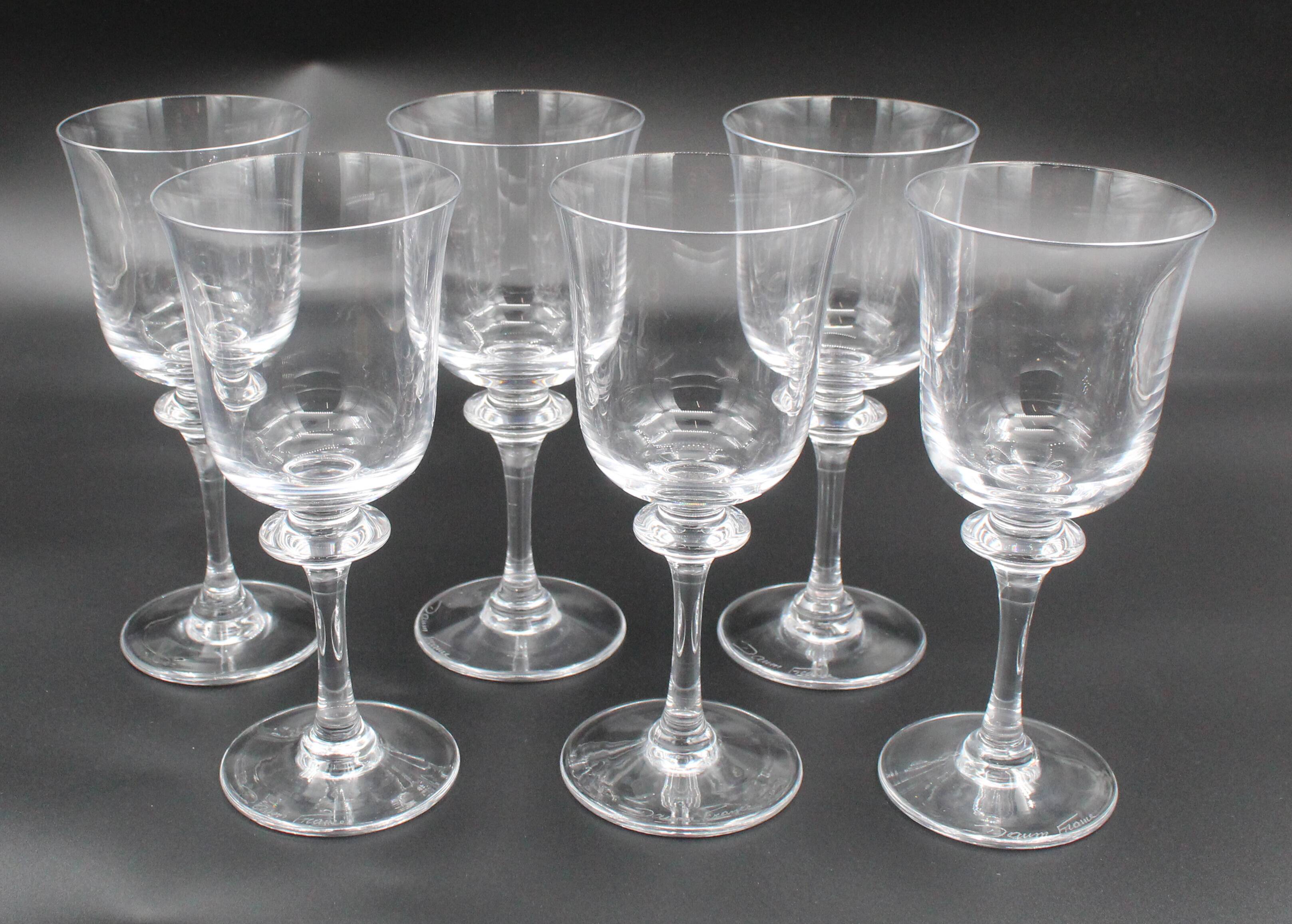 6 wine glasses model Saumur crystal Daum France H = 17 cm