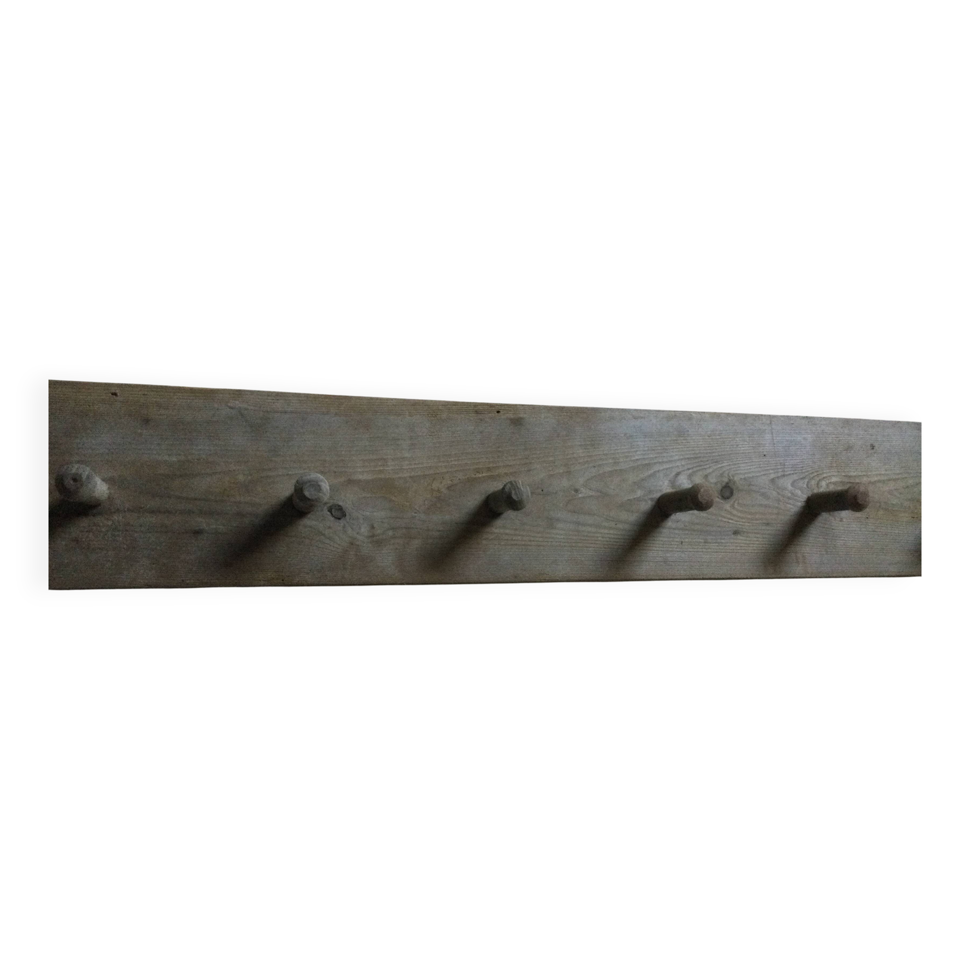 Porte manteau ancien en bois 8 patères