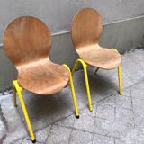 Set of 2 wooden chairs and yellow structure