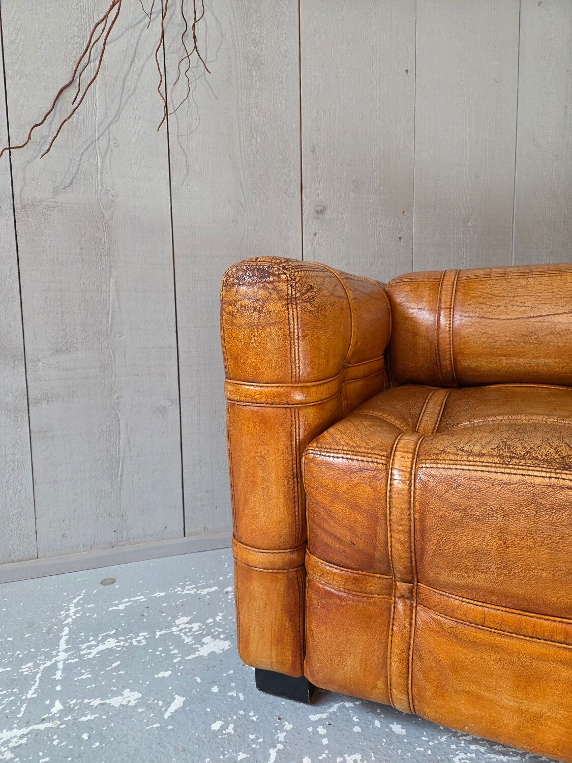 Cube leather armchairs