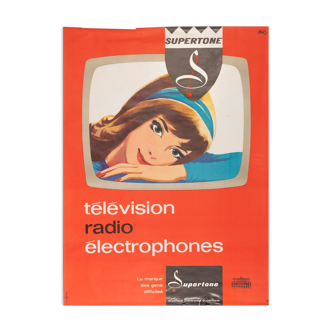 Ancienne affiche publicitaire - Supertone, télévision, radio, électrophones