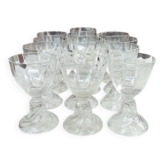 Set of 14 Saint Louis crystal aperitif glasses