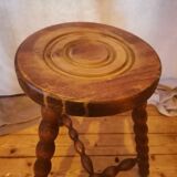 Turned wood tripod stool