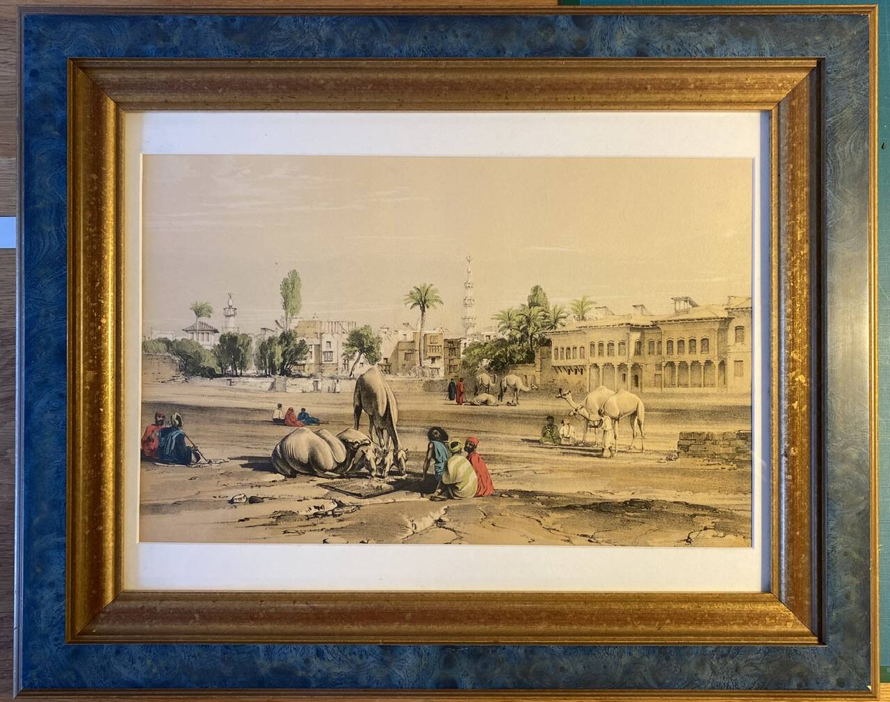 Orientalist engraving, view of the Shereef Bey Palace in Cairo, 20th century