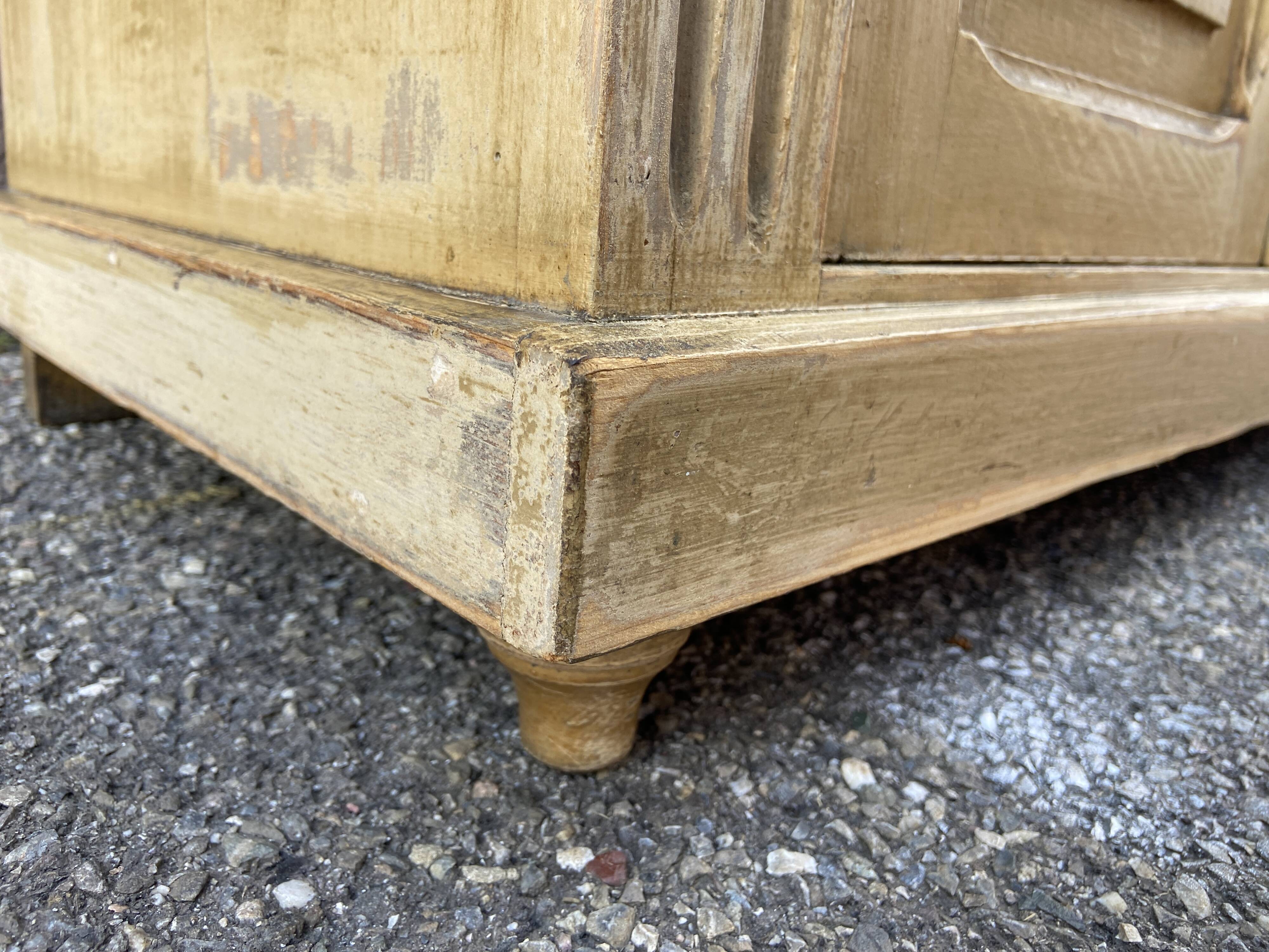 Small rustic alsatian furniture circa 1900 painted fir buffet craft furniture popular art sideboard