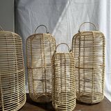 Small lantern-shaped rattan suspension H35 D15