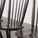 Set of 4 vintage wooden De Ster Gelderland design spindle chairs