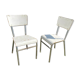 Pair of chairs in patinated white wood and metal structure