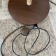 Teak base with raffia and a big papercord lampshade
