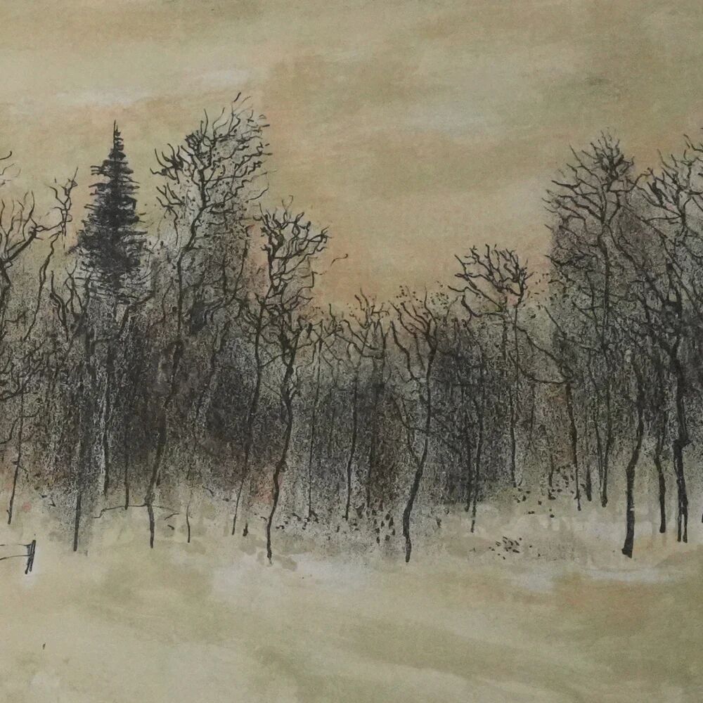 Bernard Gantner: Clearing under the snow, signed original lithograph.