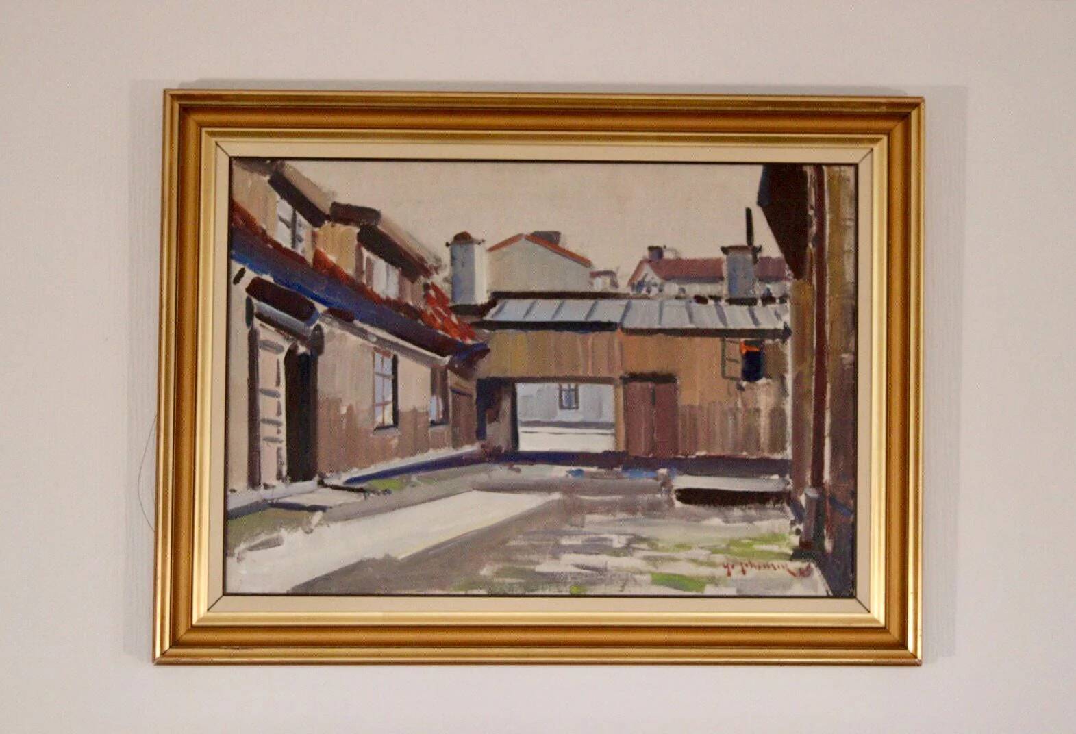 Original Oil on Canvas – “Side Street” by Yo Johansson – Signed, Framed