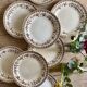 Set of 8 old flat plates in iron earth, decorations of HBC swallows