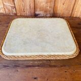 Vintage woven rattan tray