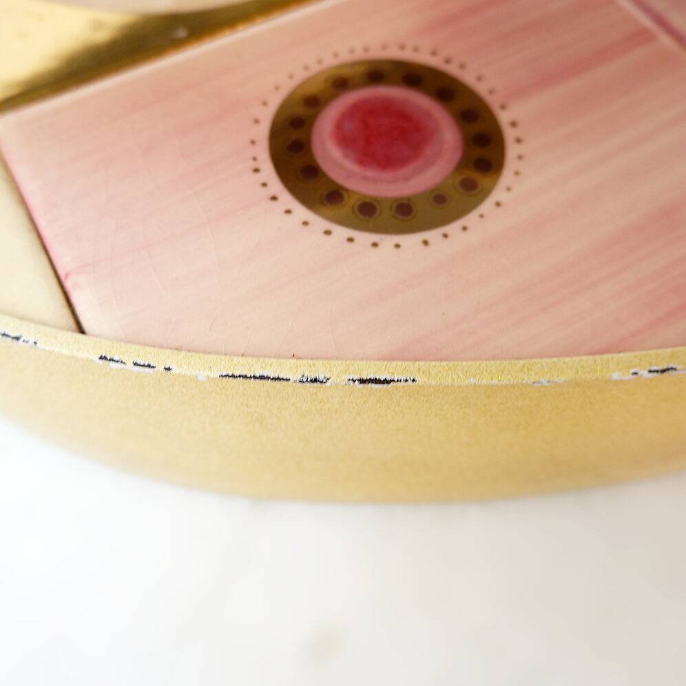 French pink ceramic swivel coffee table by Georges Pelletier, 1960s.
