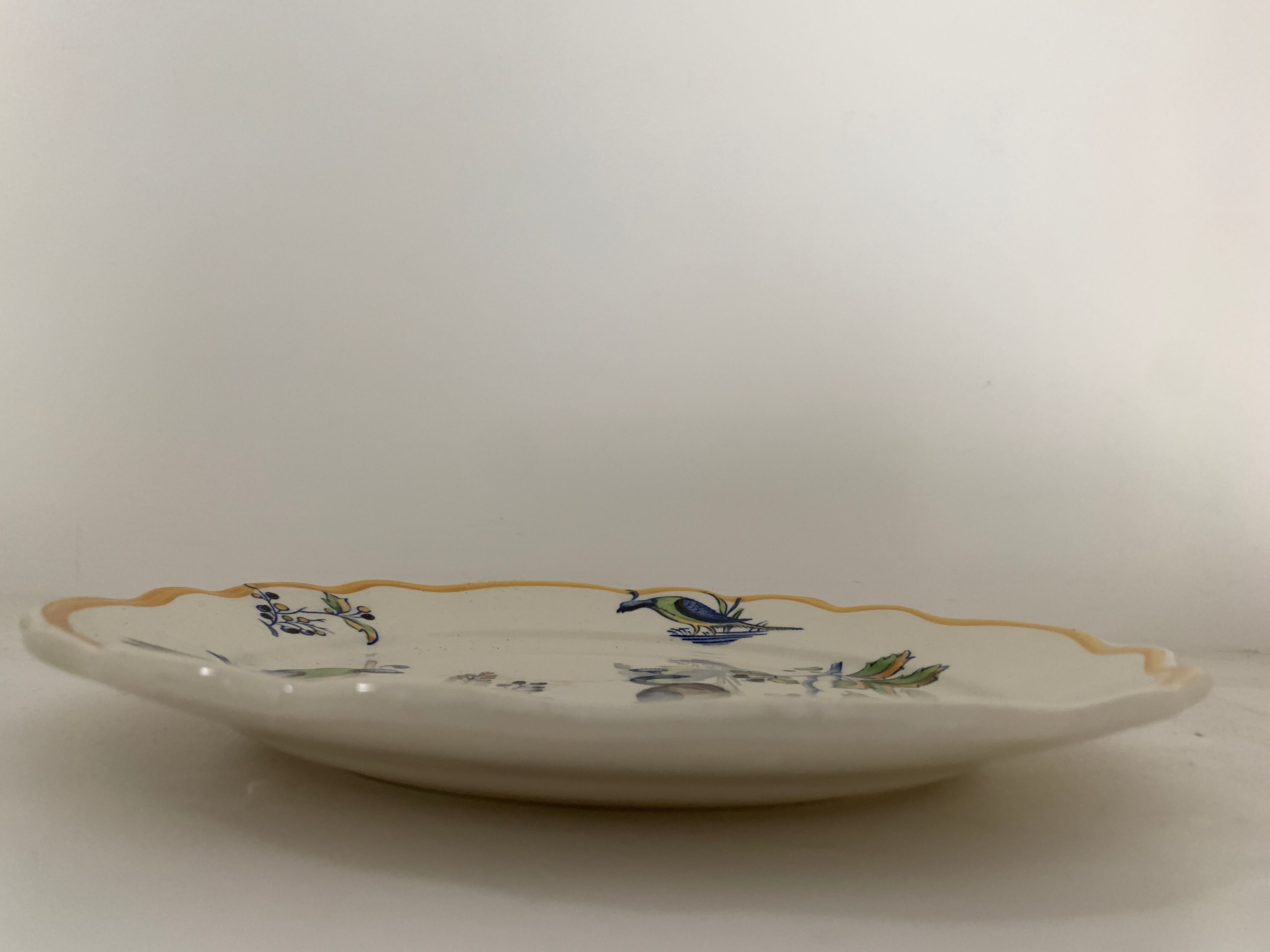 12 art nouveau flat plates from Boch La Louvière, peacock model