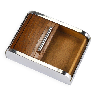 Carl Aubock rolling shutter storage box from the 1930s, cigarette dispenser, walnut, Vienna