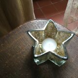 Pair of mercurized glass candle holders in the shape of stars