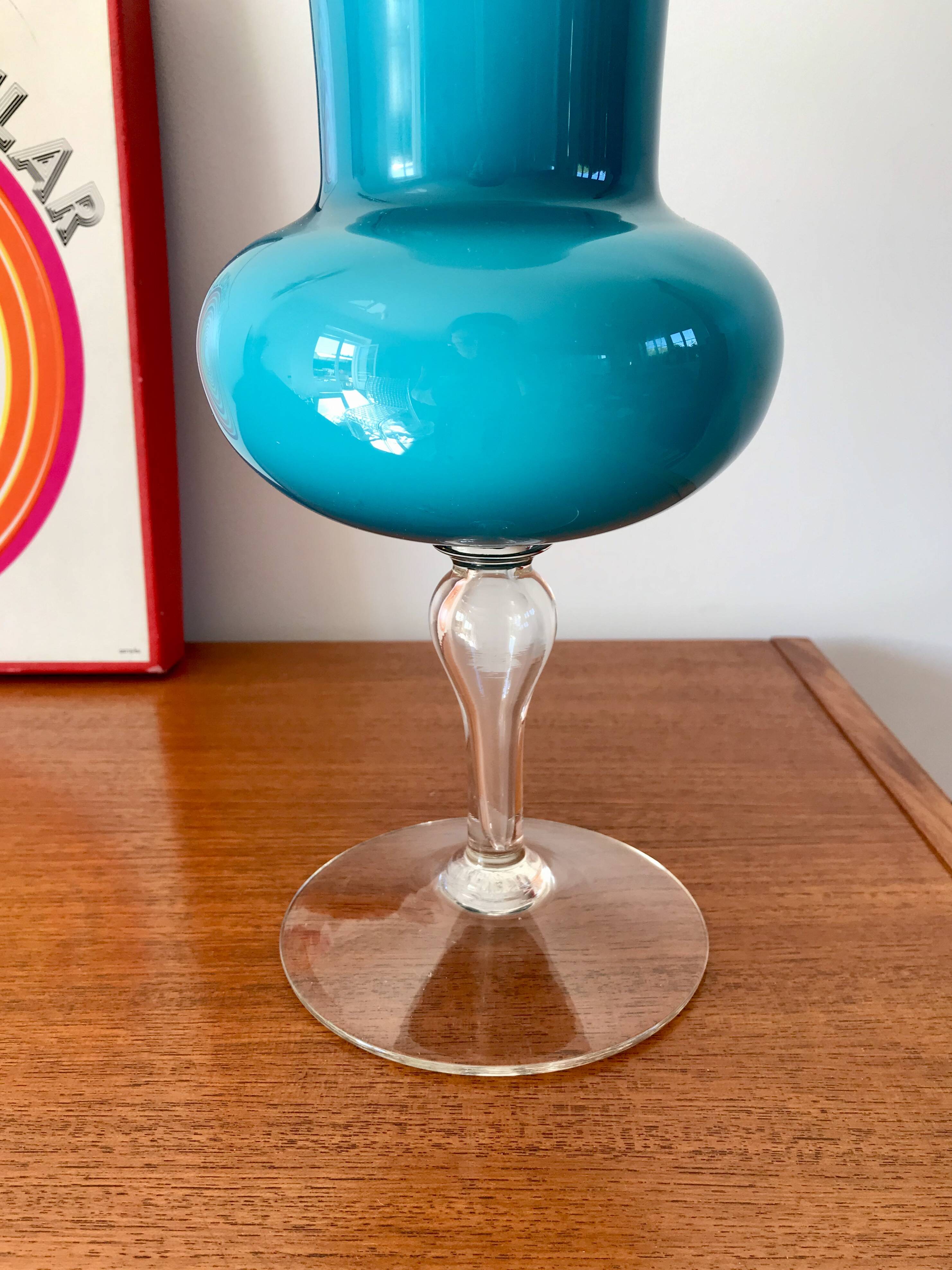 Large giant blue opaline vase 50s-70s