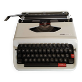 Vintage portable typewriter, white, functional, Hermes Baby S, new ribbon