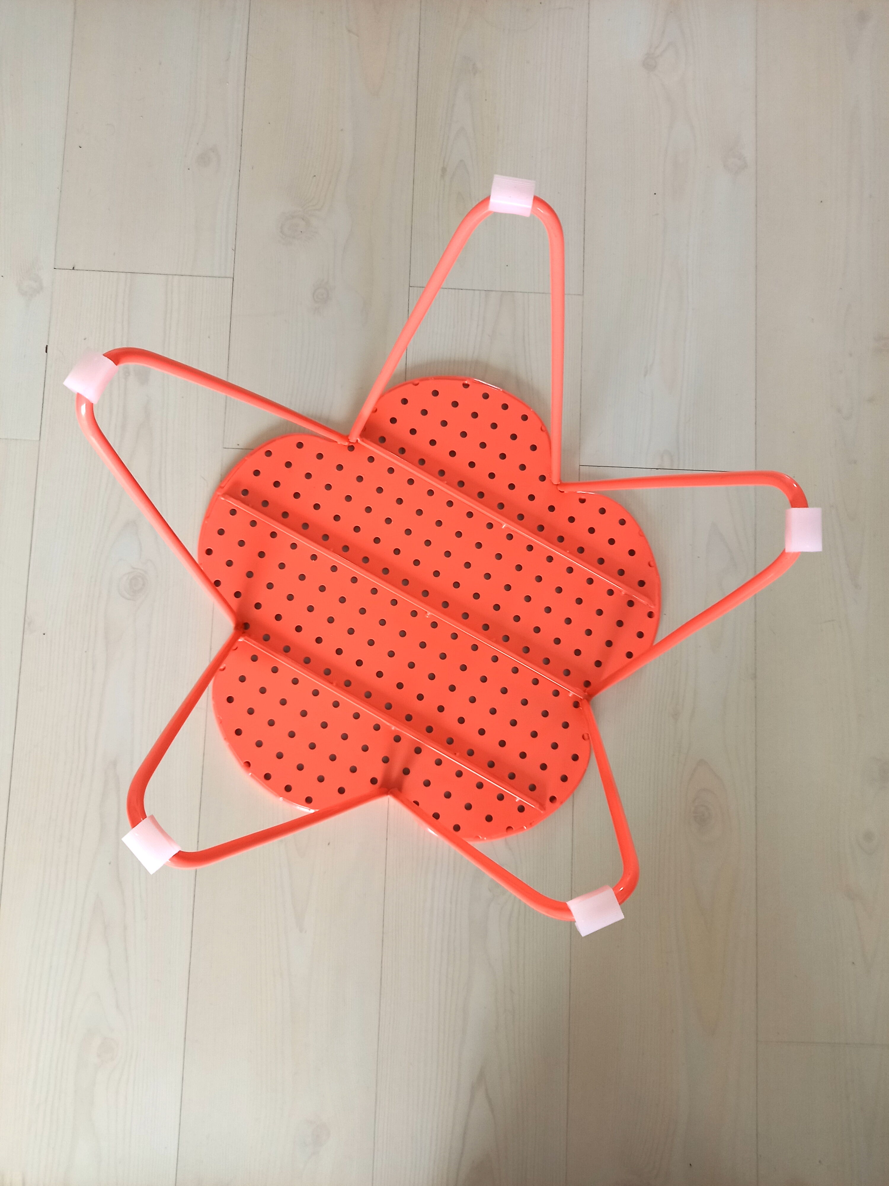 India Mahdavi coffee table for Monoprix perforated orange-pink coral