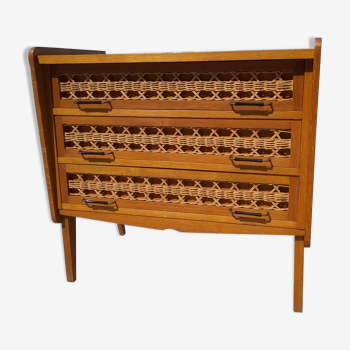 Rattan and oak dresser