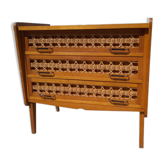 Rattan and oak dresser