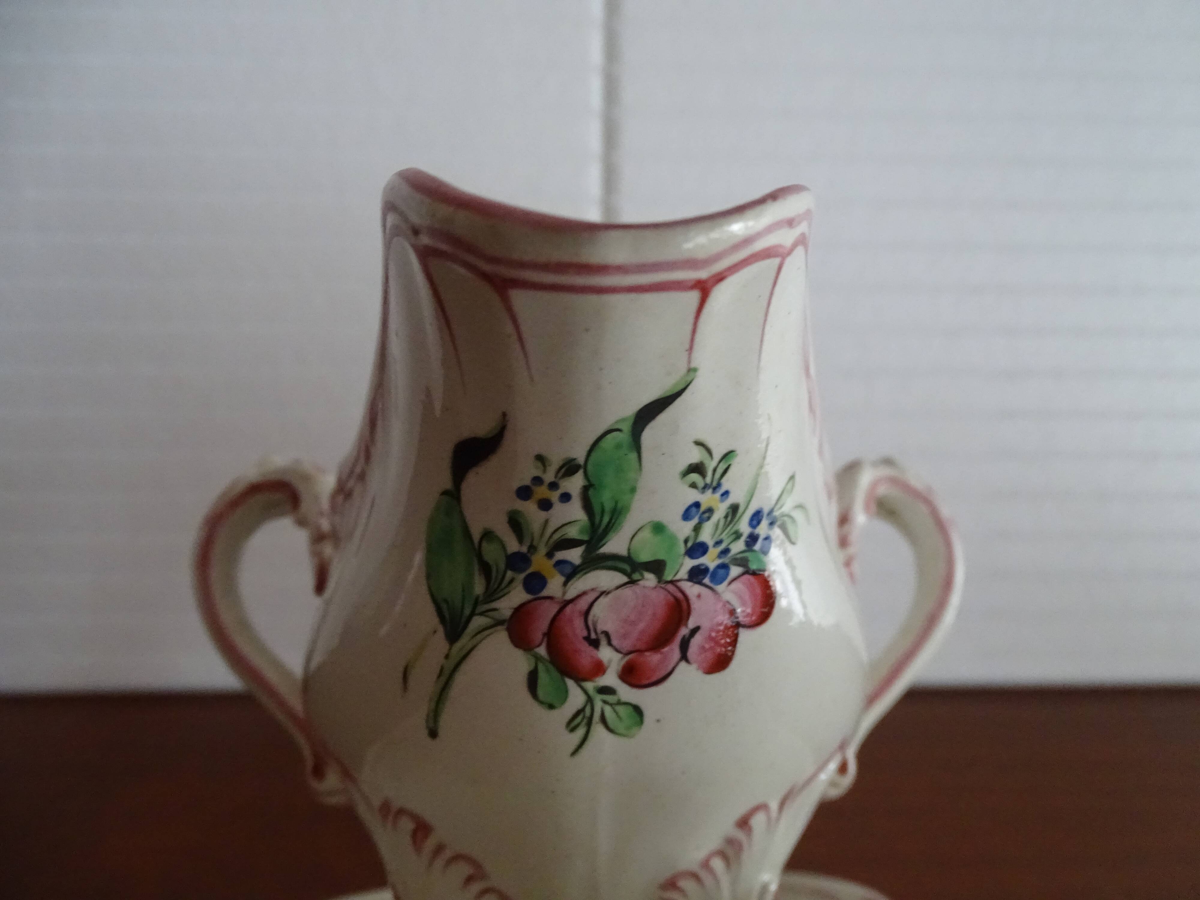 Old earthenware gravy boat KG Lunéville flower pattern - 30.5 cm