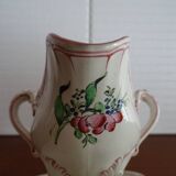 Ancienne saucière faience KG Lunéville motif fleurs - 30,5 cm