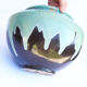 Cache pot XL en grès émaillé céladon et gris anthracite style Art Déco