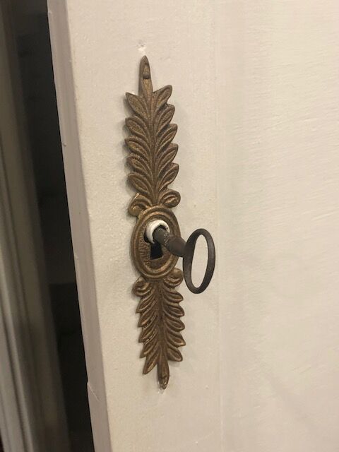 Antique painted wood cabinet