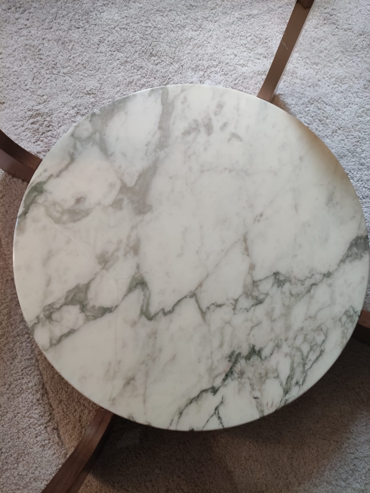 Table basse bois marbre et verre par Hugues Poignant