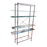 Modular metal chrome and vintage glass shelves from the 1970s.