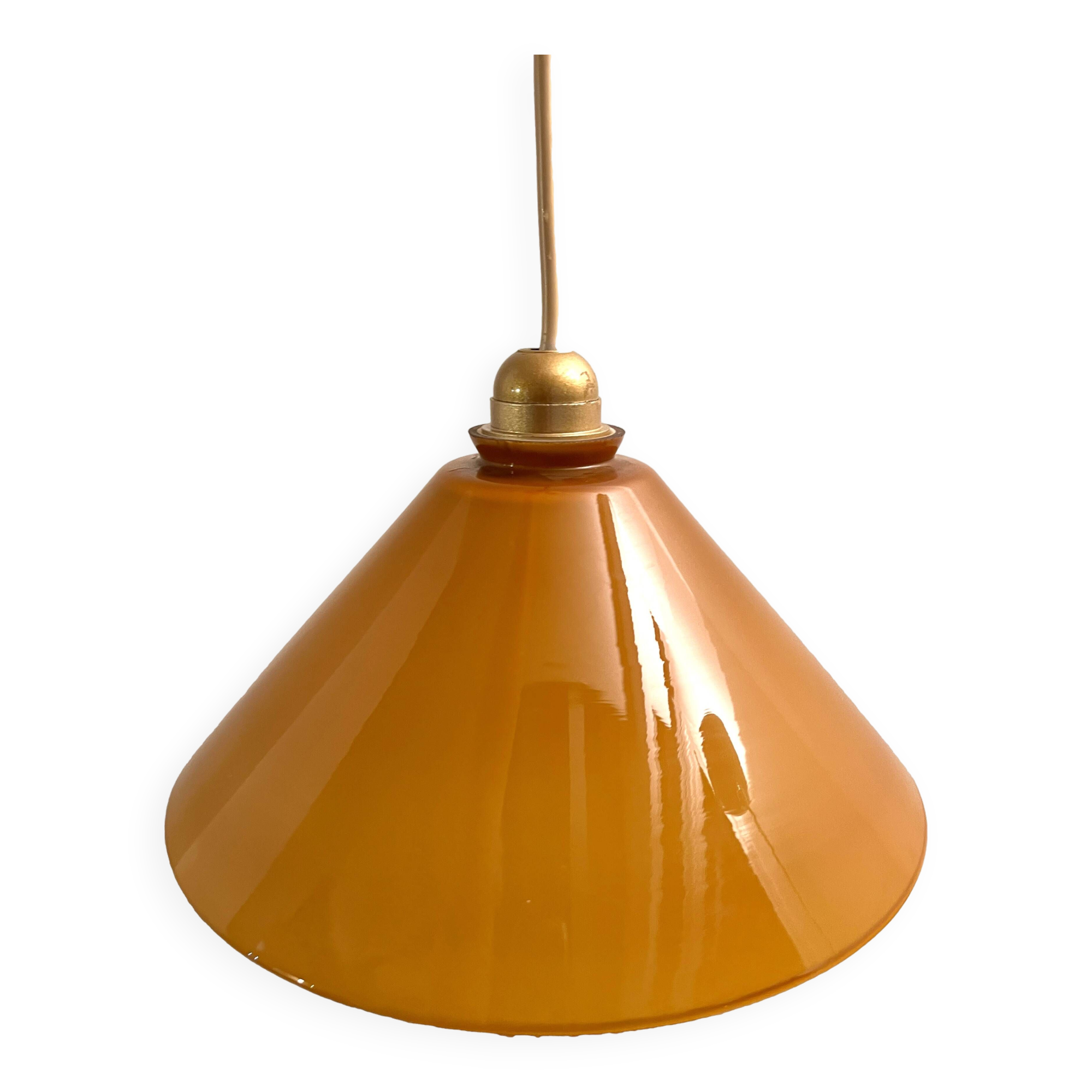 Caramel-colored opaline glass pendant light