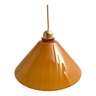 Caramel-colored opaline glass pendant light