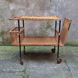 Metal and wicker serving trolley