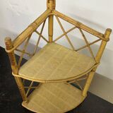 Vintage rattan corner shelf to hang