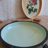 Plat a oeufs vert acier émaillé vintage