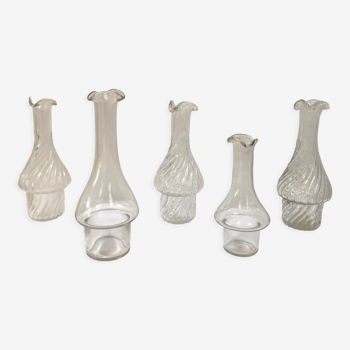Set of 5 glass apothecary vials