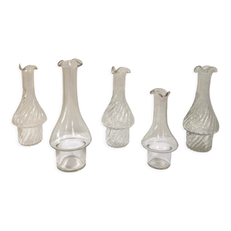 Lot de 5 fioles d’apothicaire en verre